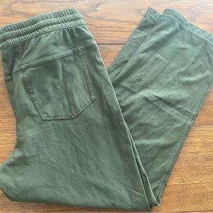 Olive green Athleta straight leg trousers